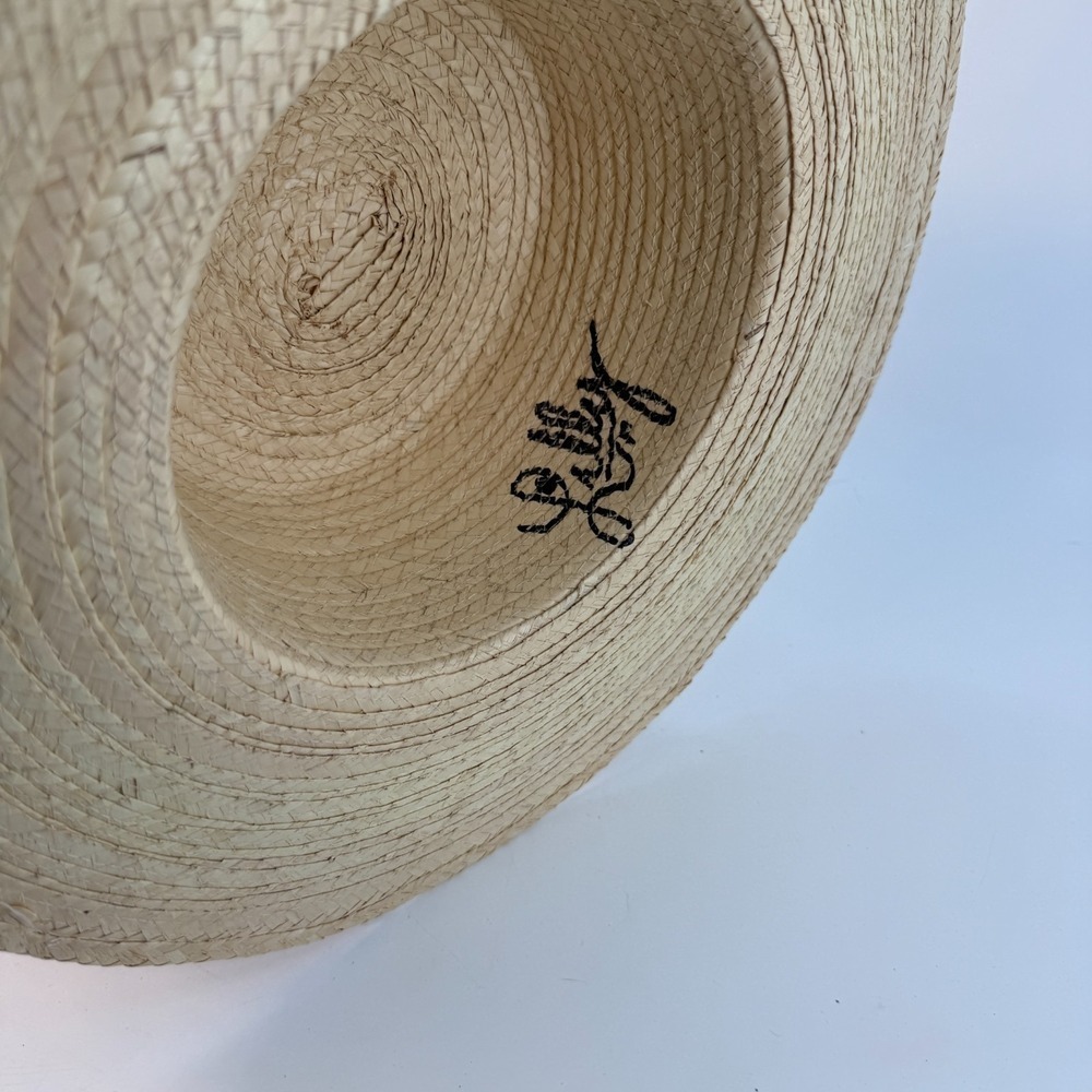 BOHO Hand Painted Artesian Signed Lilly Fedora Hat Floral Artsy SZ Large Ribbon - Picture 8 of 11